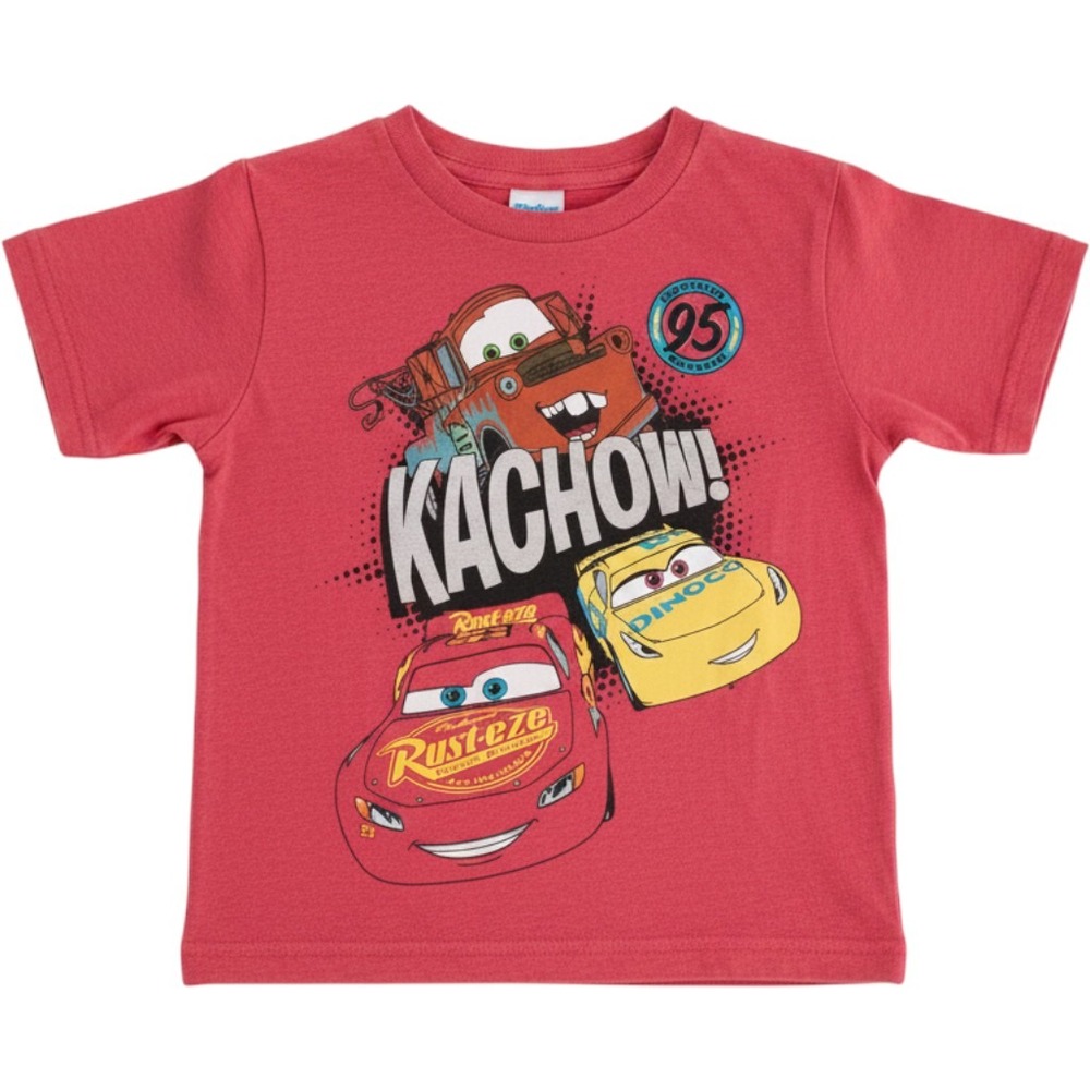 Disney Pixar Cars Lightning McQueen Mater Kachow Graphic T-Shirt Red Toddler 24M